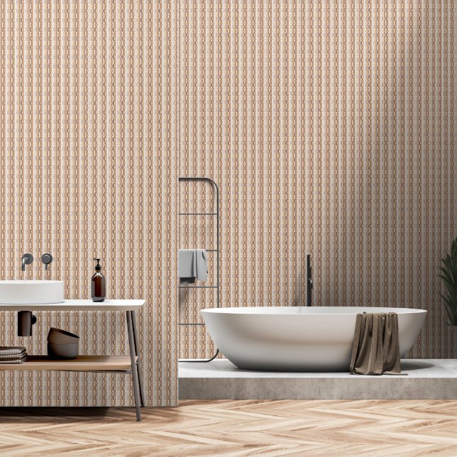 Papier peint blanc beige Tan Motif Brown (Salle de bain)