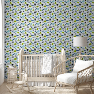 Papier Peint Bleu atomique et vert