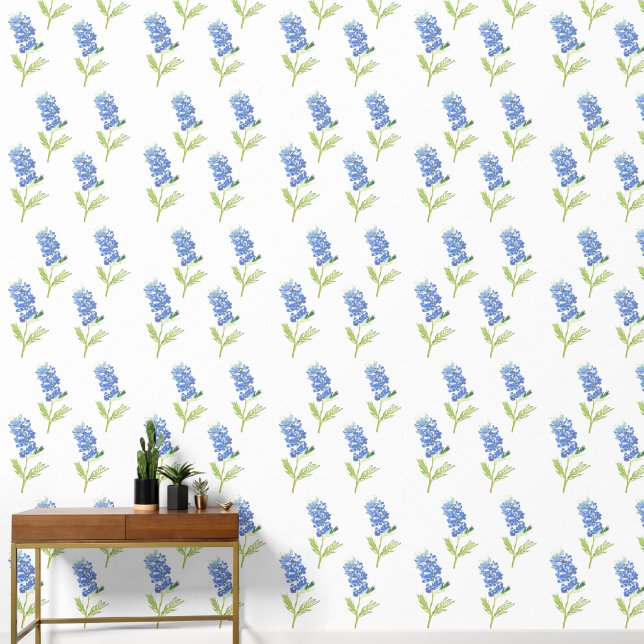 Papier Peint Bleu Bleu Floral Aquarelle (Couloir)