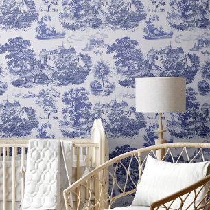 Papier Peint Bleu classique Vintage Toile de Château