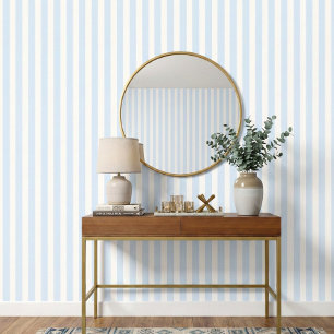 Papier Peint Bleu doux rayures d'ivoire minimaliste