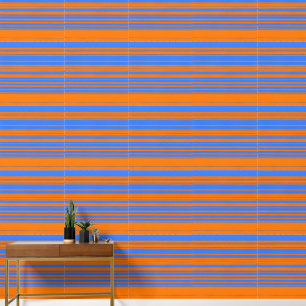 Papier Peint Bleu élégant et rayures orange