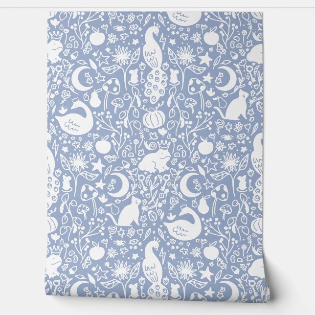 Papier Peint Bleu enchanté Magie Jardin Fairytale Fond d'écran (Déroulement)