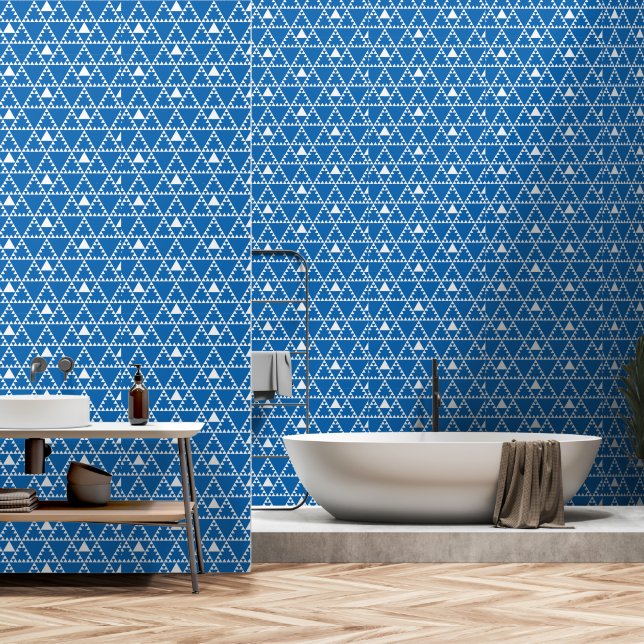 Papier Peint Bleu et blanc de Scandi (Salle de bain)