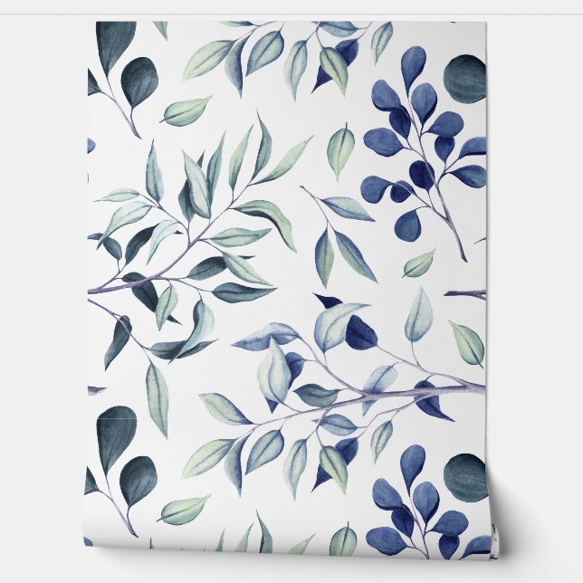 Papier Peint Bleu et eucalyptus (Déroulement)