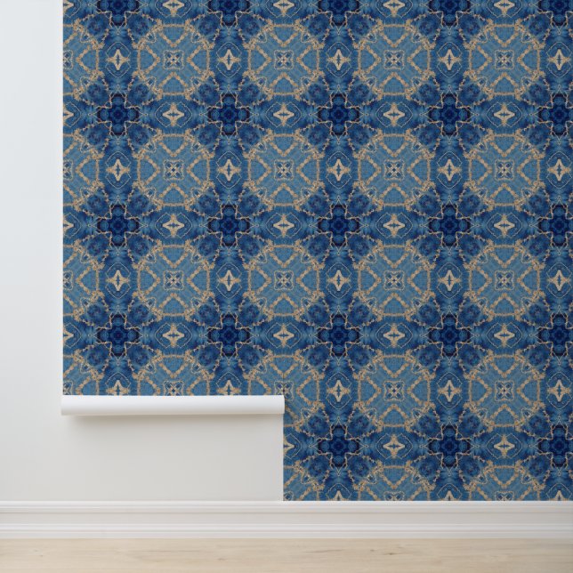 Papier Peint Bleu et or Arabesque (Application)