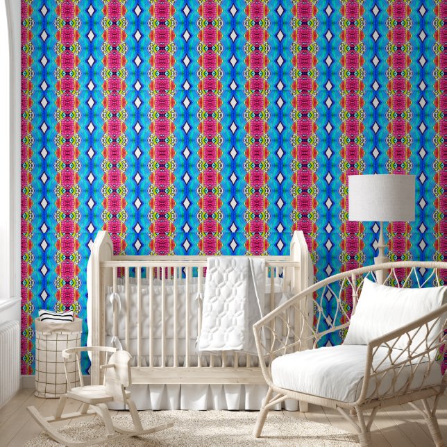 Papier peint bleu et rose (Enfants)