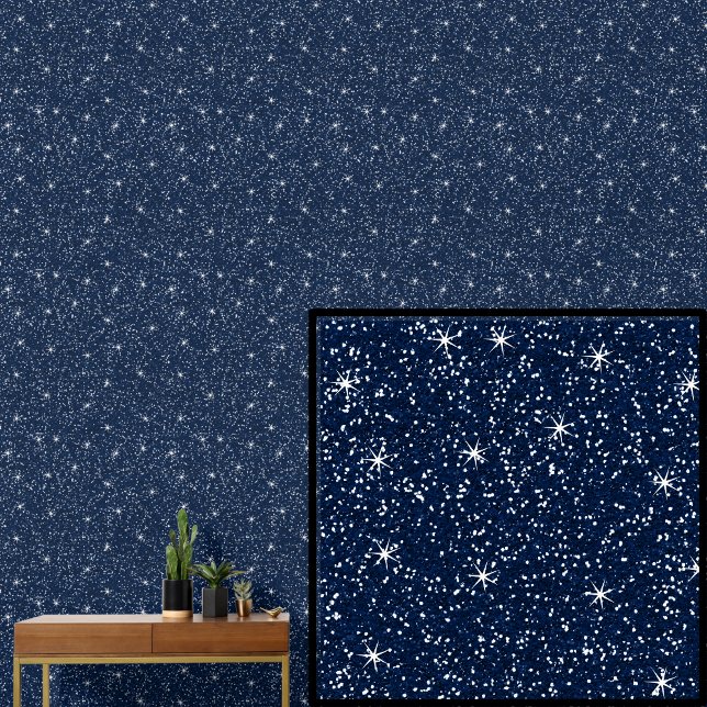 Papier Peint Bleu foncé de la marine avec étoiles étincelantes (Créateur téléchargé)