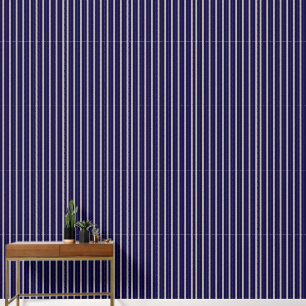 Papier Peint Bleu foncé et rayures blanches