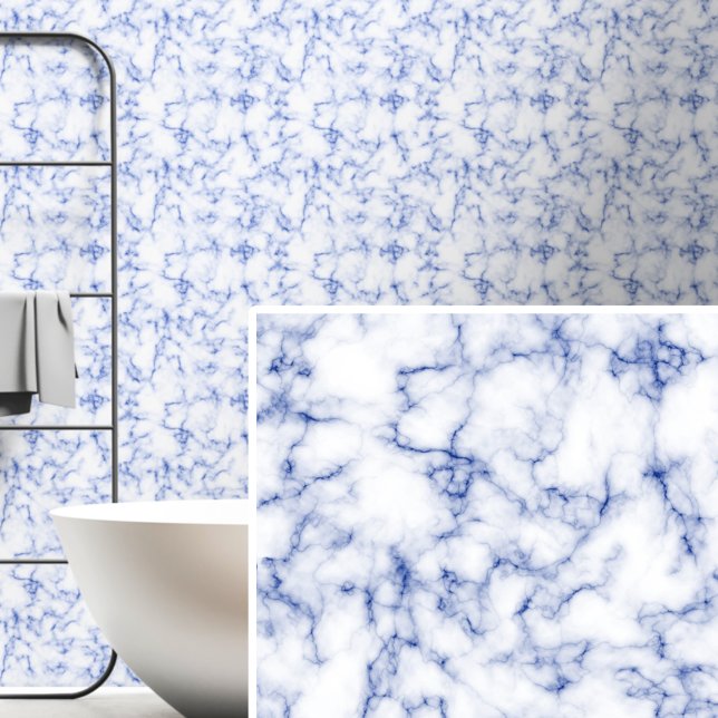 Papier Peint Bleu foncé sur marbre blanc (Créateur téléchargé)