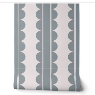 Papier peint bleu-gris à festons