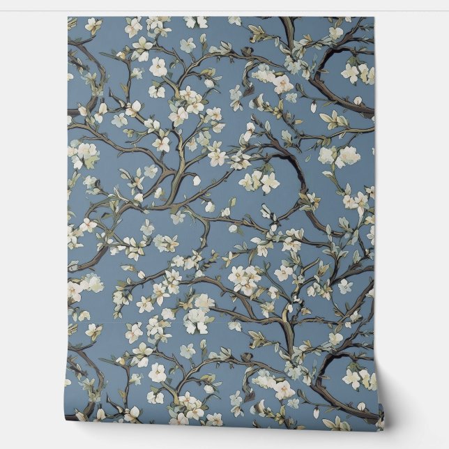 Papier Peint Bleu gris, Klimt, Amandiers, Art, Peinture, Gustav (Déroulement)