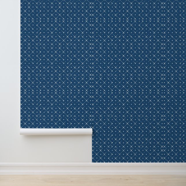 Papier peint bleu motif géométrique (Application)