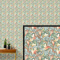 Bleu orange sur vert Art Nouveau