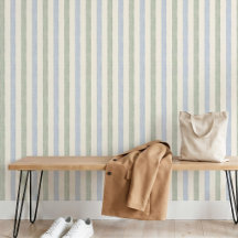 Bleu pastel et vert sauge rayé Boho Maison de camp