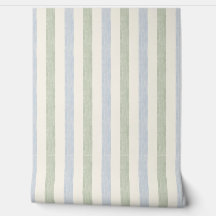 Bleu pastel et vert sauge rayé Boho Maison de camp
