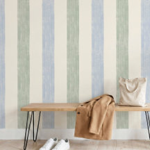 Bleu pastel Vert sauge Grande Rayure Boho Maison d