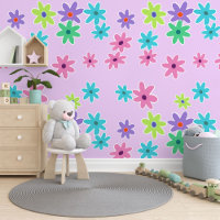 Bleu rose clair pourpre Lime vert Fleurs motif