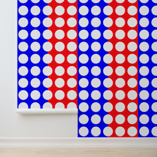 Papier Peint Bleu, Rouge et Blanc Pointillé Amusant et Fantaisi