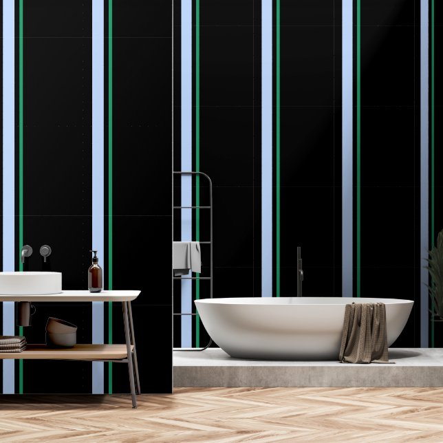 Papier Peint Bleu Vert Bleu Verticale Bleu (Salle de bain)
