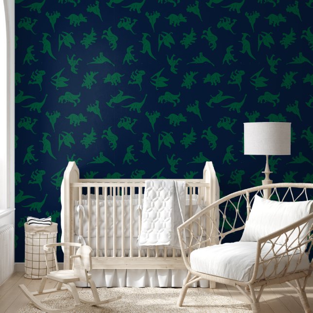 Papier Peint Bleu vert Dinosaure bébé Garçon Nourriture Peel &  (Enfants)