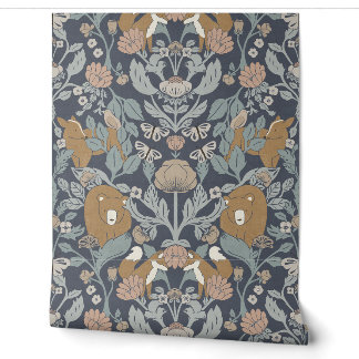 Papier Peint Bloc de bois bleu Imprimer Damas