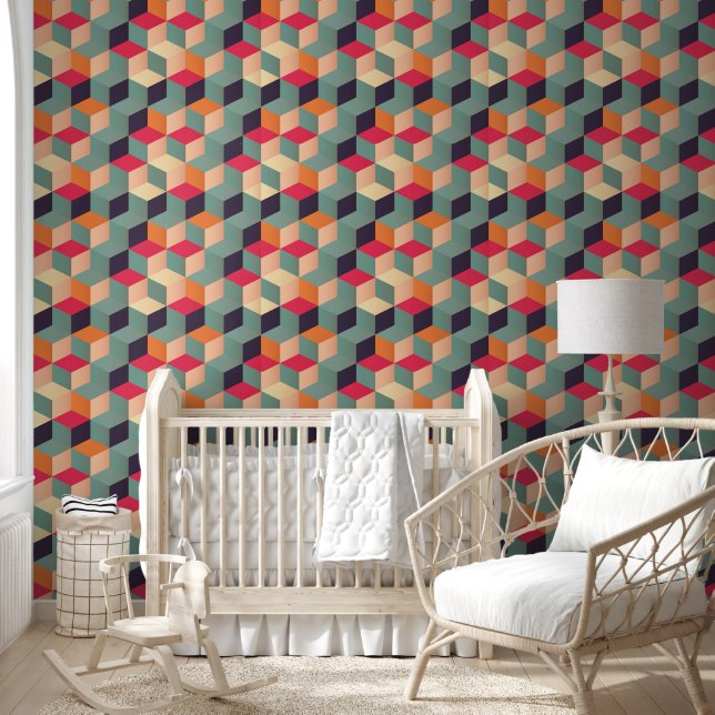 Papier peint - Blocs géométriques Carré coloré (Enfants)