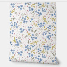 Blue Blossoms Watercolor Seamless Pattern