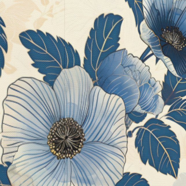 Papier Peint Blue Floral Gold Parties scintillant japonais Ukiy (Couture)