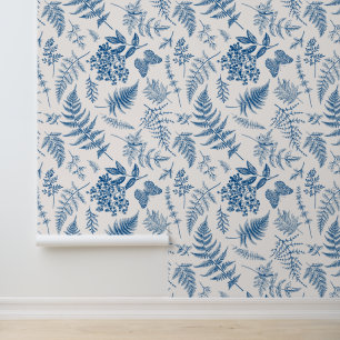 Papier Peint Blue Garden Butterfly & Floral Garden Motif