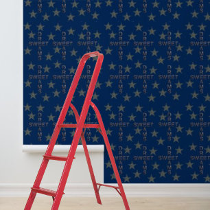 Papier Peint Blue Gold Stars Sweet Dreams Motif Peel Stick