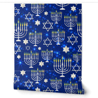 Blue Happy Hanoukka Star De David Menorah Moderne