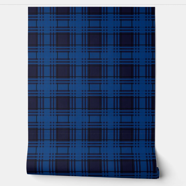 Papier Peint Blue Jewel Tartan Plaid (Déroulement)