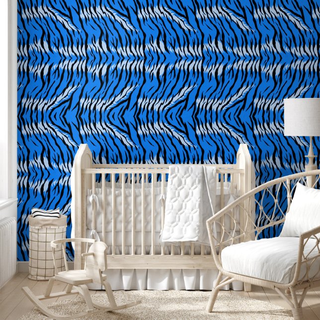Papier Peint Blue Tiger Animal Skin Pattern Design  (Créateur téléchargé)