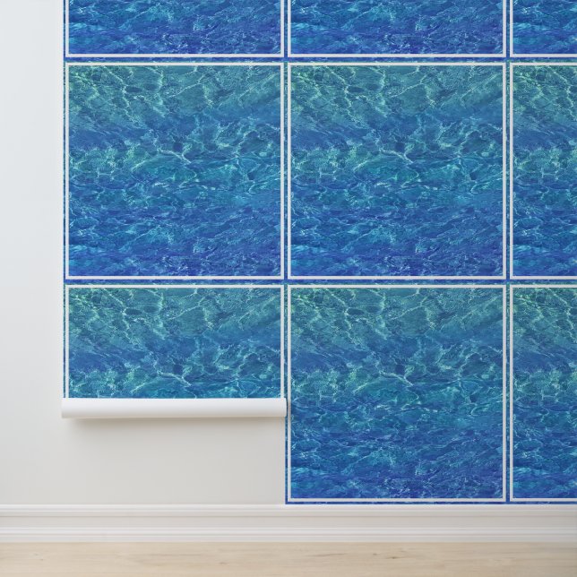 Papier Peint Blue Water Motifs plage Océan Mer Cool blanc (Application)