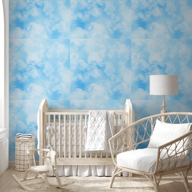 Papier Peint Blue White Clouds Motif Sky (Enfants)