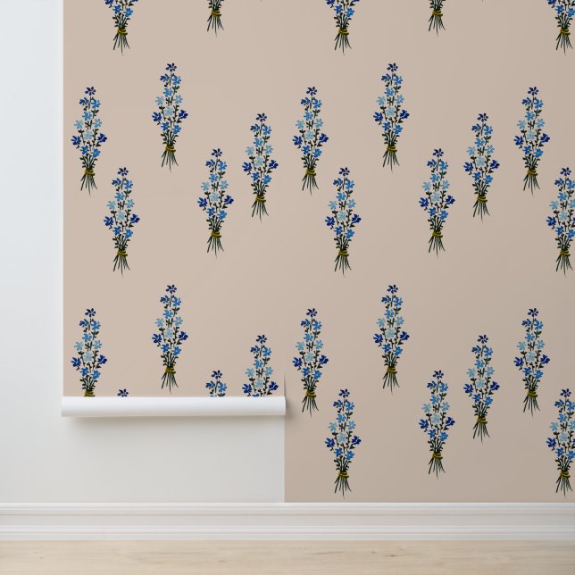 Papier Peint Blue Wildflowers Watercolor Art (Application)