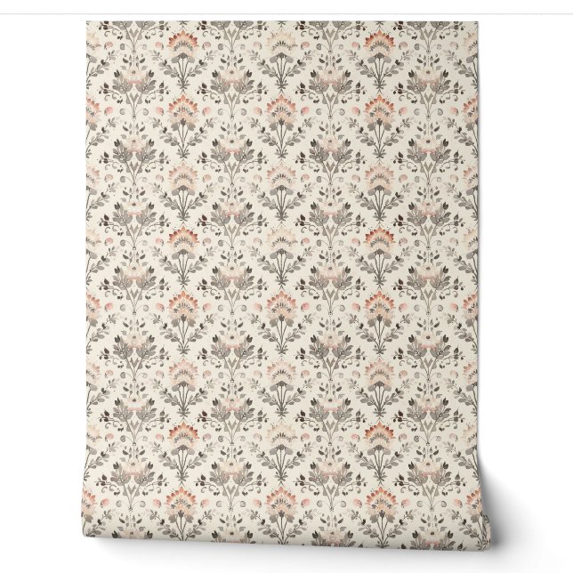 Papier Peint Blush Gris Botanique Neutre (Déroulement)
