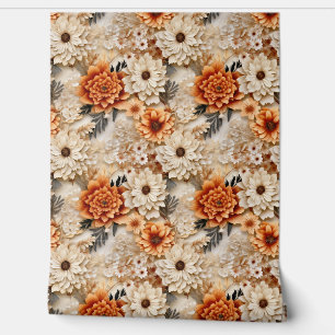 Papier Peint Boho 3d automne automne fleur sauvage terre cuite
