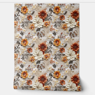 Papier Peint Boho 3d automne automne fleur sauvage terre cuite 
