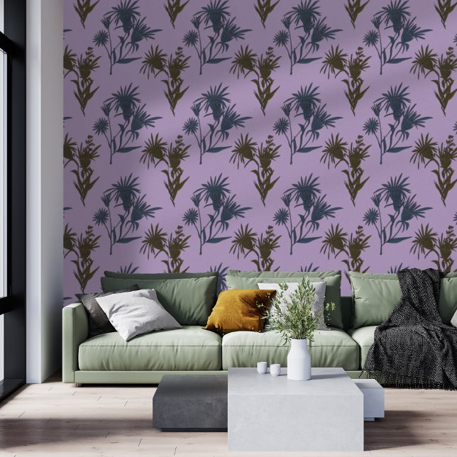 Papier Peint Boho Botanique Fleur Motif Lavande (Créateur téléchargé)