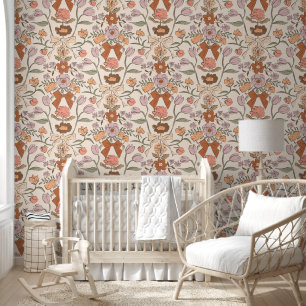 Papier Peint Boho Bows and Blossoms Terracotta Girl's Room