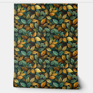 Papier Peint Boho Elegant automne feuilles vert orange jaune