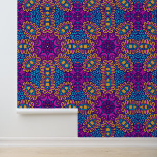 Papier Peint Boho Festival Mandala violet et rose