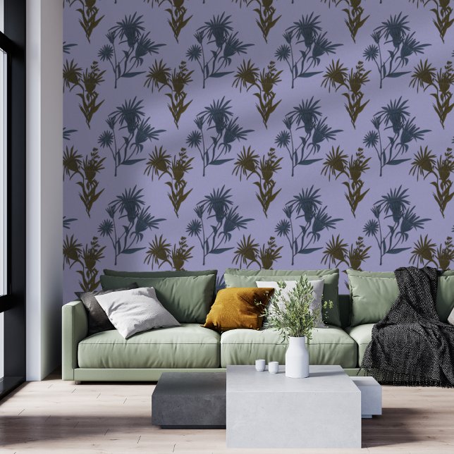 Papier Peint Boho Motif de fleurs botaniques bleu (Créateur téléchargé)