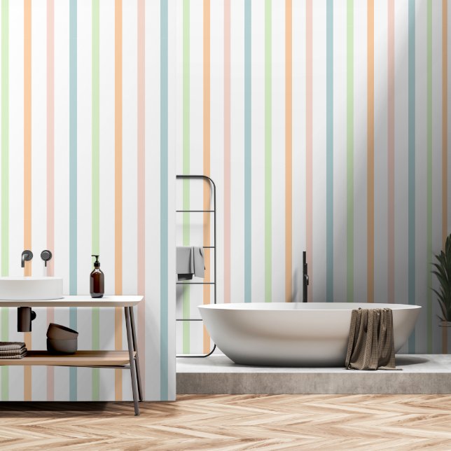 Papier Peint Boho Pastel Couleur rayée (Salle de bain)
