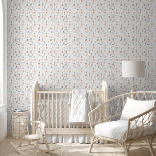 Papier Peint Boho Peach et Fleurs Sauvages Blush Botaniques
