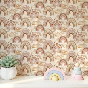 Papier Peint Boho Rainbow et Nuages Nursery