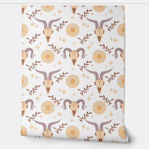 Papier Peint Boho Ram Skull
