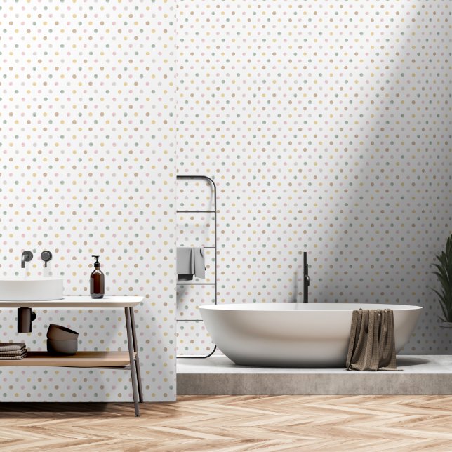 Papier Peint Boho Watercolor Pois (Salle de bain)